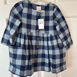 Hanna Andersson Navy and Light Blue Plaid Dress 18-24 months 100% cotton